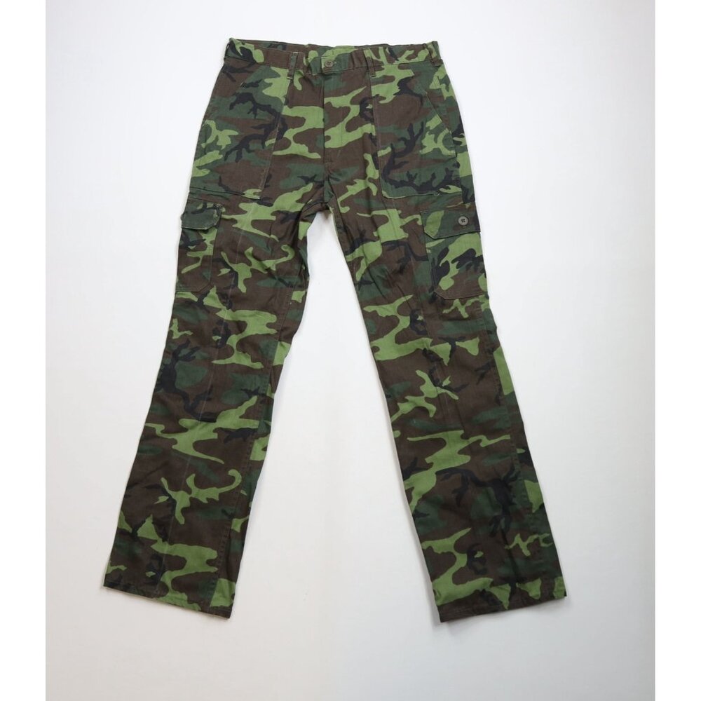 Vintage 70s Five Brother Mens 34x32 Faded Camouflage Wide Leg Cargo Pants USA